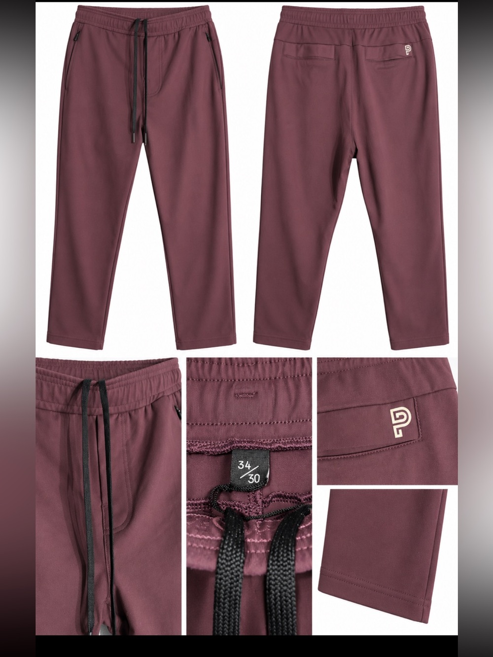 Public Rec Men’s Maroon Jogger Pants 34x30 Regular Drawstring Pockets